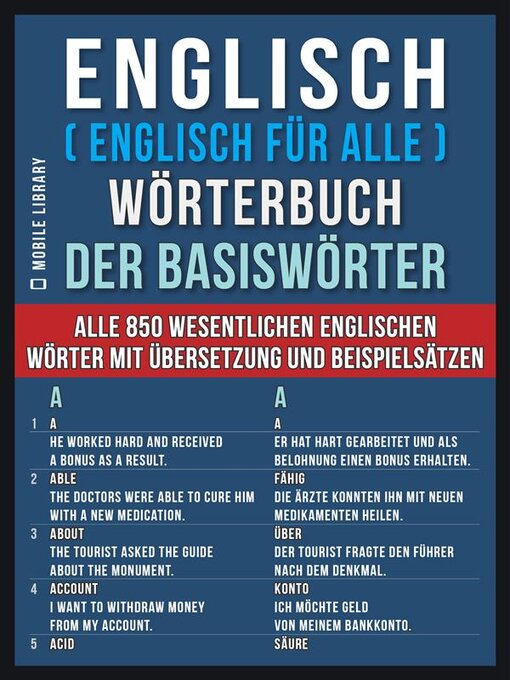 Title details for Englisch ( Englisch für Alle ) Wörterbuch der Basiswörter by Mobile Library - Available